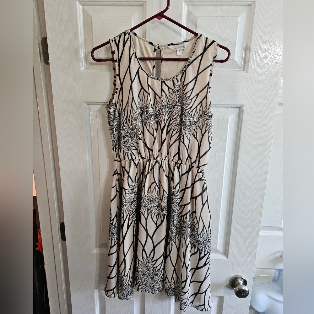 Charming Charlie Womens Small Dress Black Cream Y2K Abstract Mini Elevated Boho - Picture 2 of 7